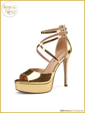 Gold Platform Stiletto High Heels Strappy Heeled Sandals